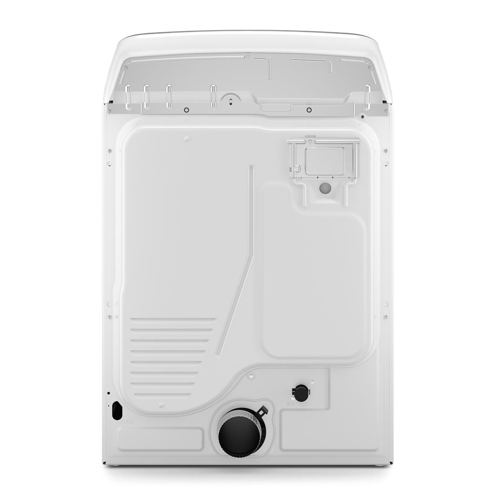 Rear panel of white smart top load electric dryer showing vent and connection ports from Dryers collection
