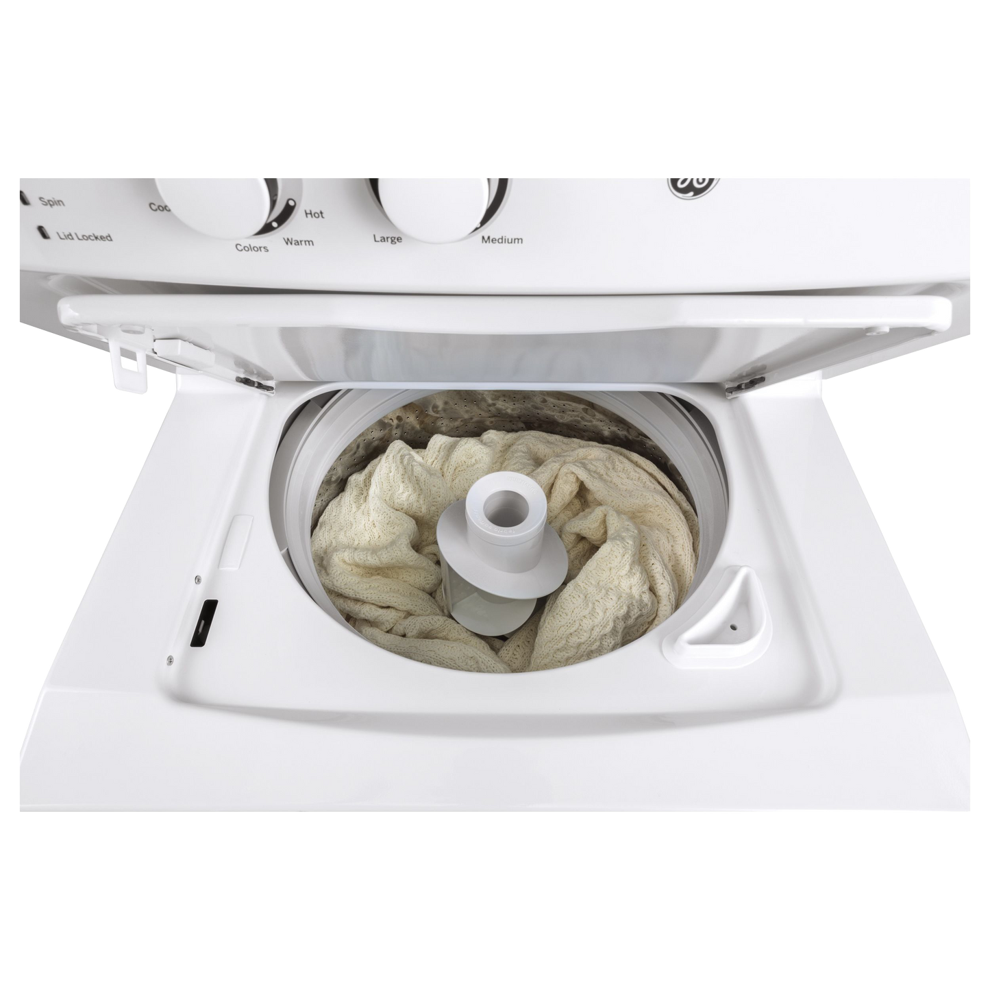 GE Unitized Spacemaker® 3.8 cu. ft. Capacity Washer with Stainless Steel Basket and 5.9 cu. ft. Capacity Gas Dryer