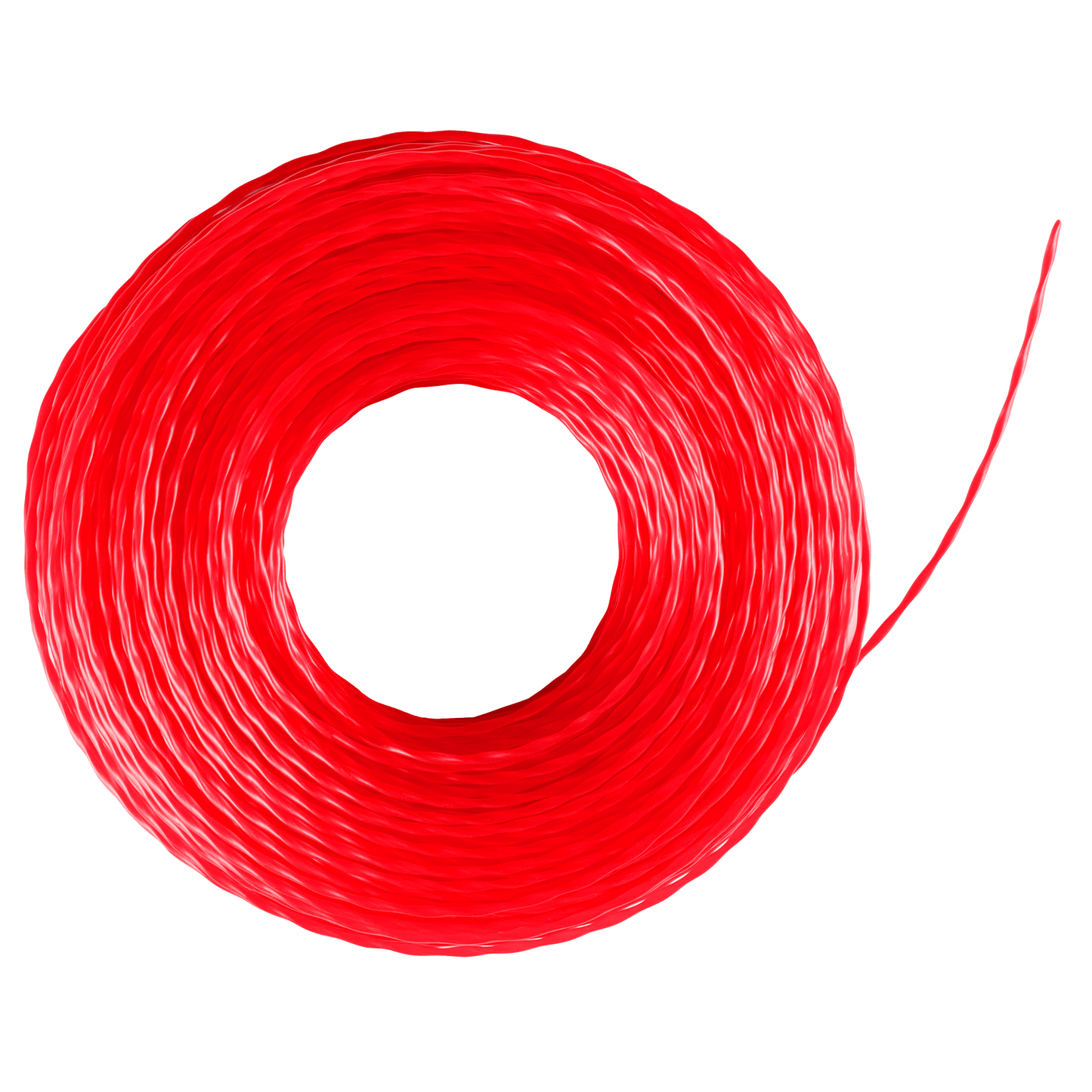 Bright red twisted string trimmer line spool for power tool accessories in home improvement and outdoor tools collections