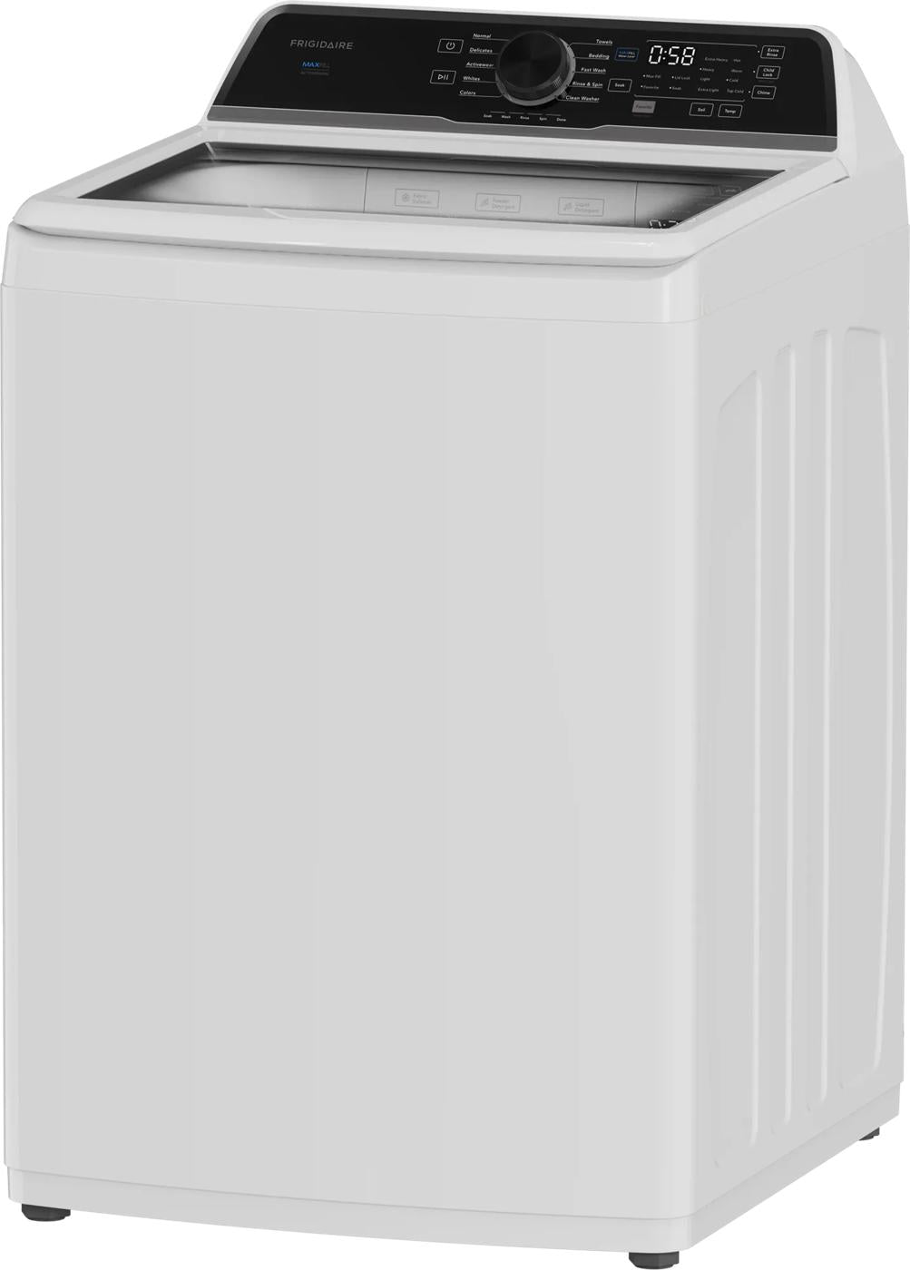 White top load washer with digital display, knob control, and multiple wash cycle options from Washers collection