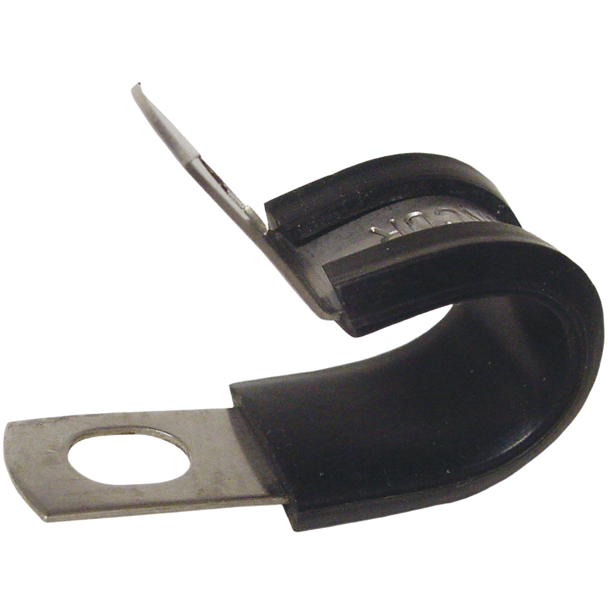 Black steel cable clamp with rubber insert for secure wire management in electrical and office organization supplies under $50 collections