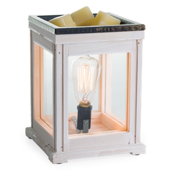 Vintage-style weathered wood wax melt warmer with Edison filament bulb for home decor under $50 collections