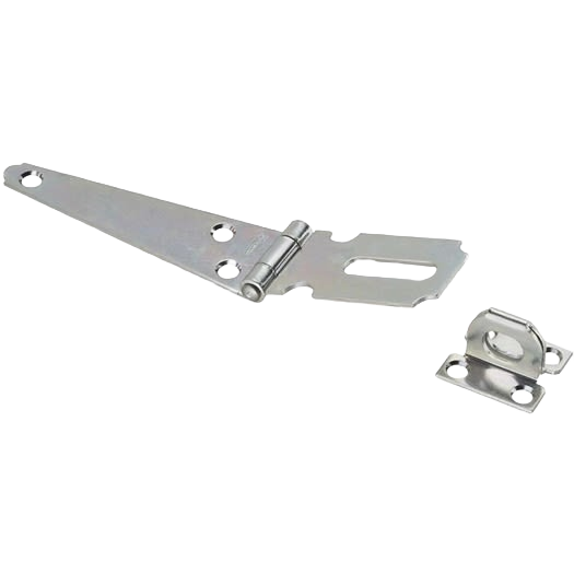 Steel hinge hasp with three offset screw holes designed for door and gate hardware in home improvement collections under $50