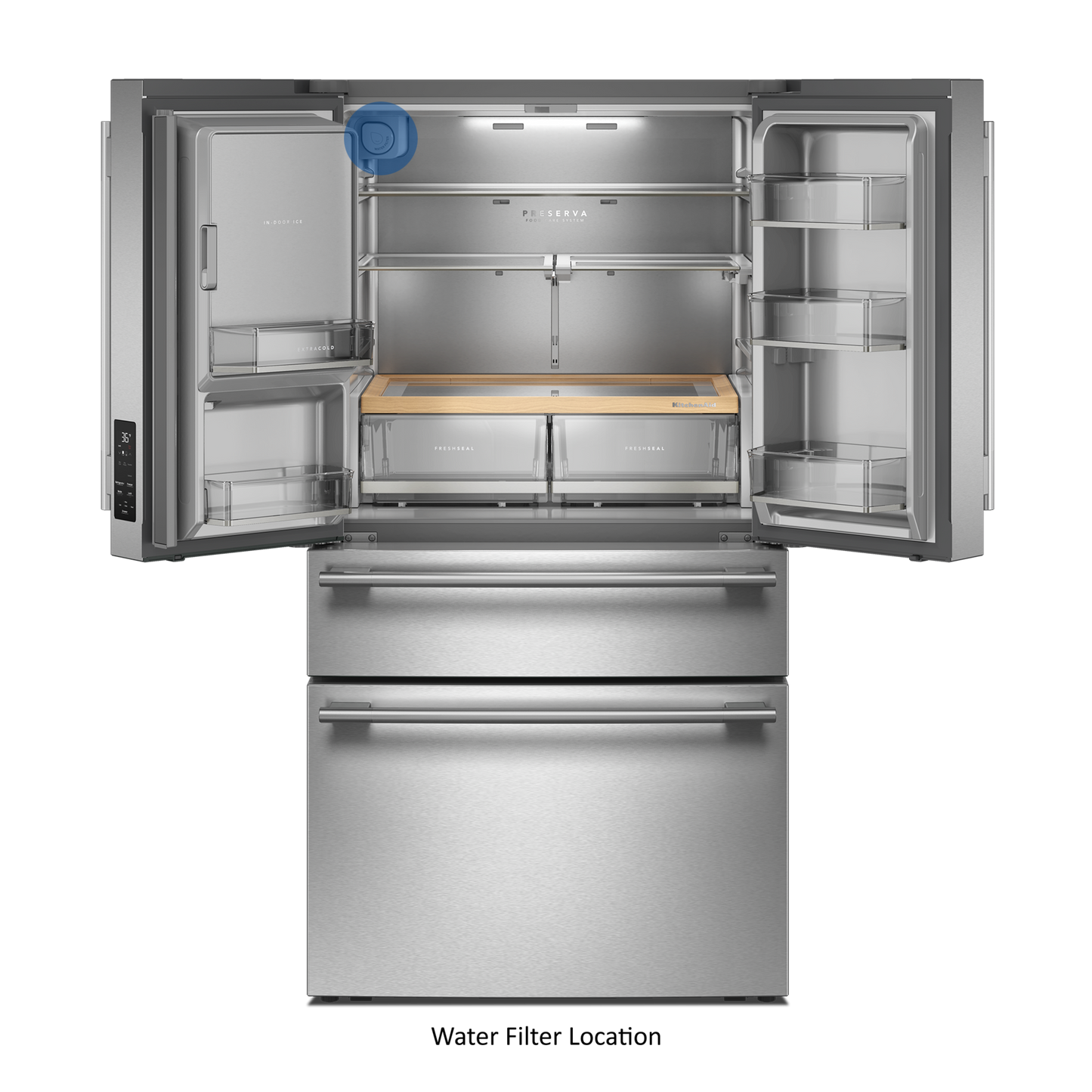 29 cu. ft. French Door Refrigerator with Exterior Water and Ice and FreshChill™ Full-Width Refrigerated Drawer