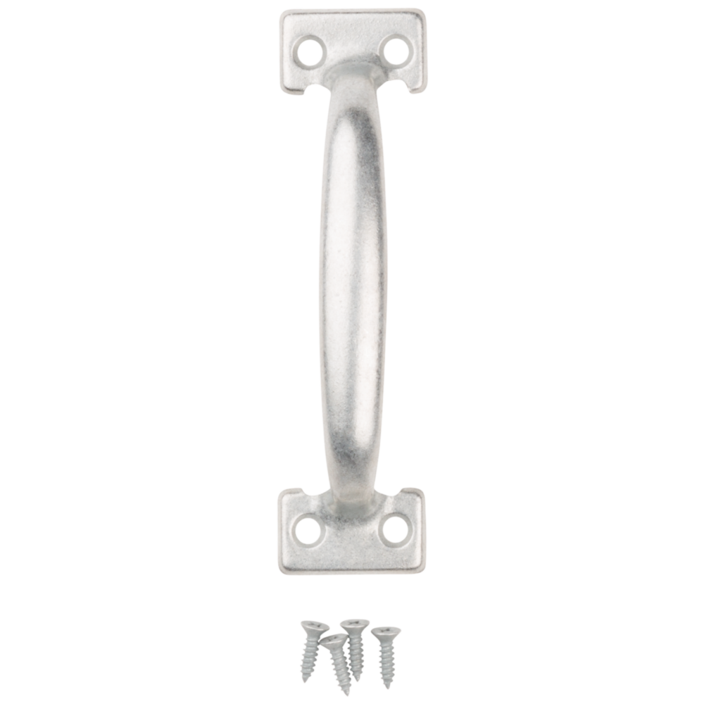 Galvanized steel utility door pull with mounting screws for home improvement and cabinet hardware projects under $50