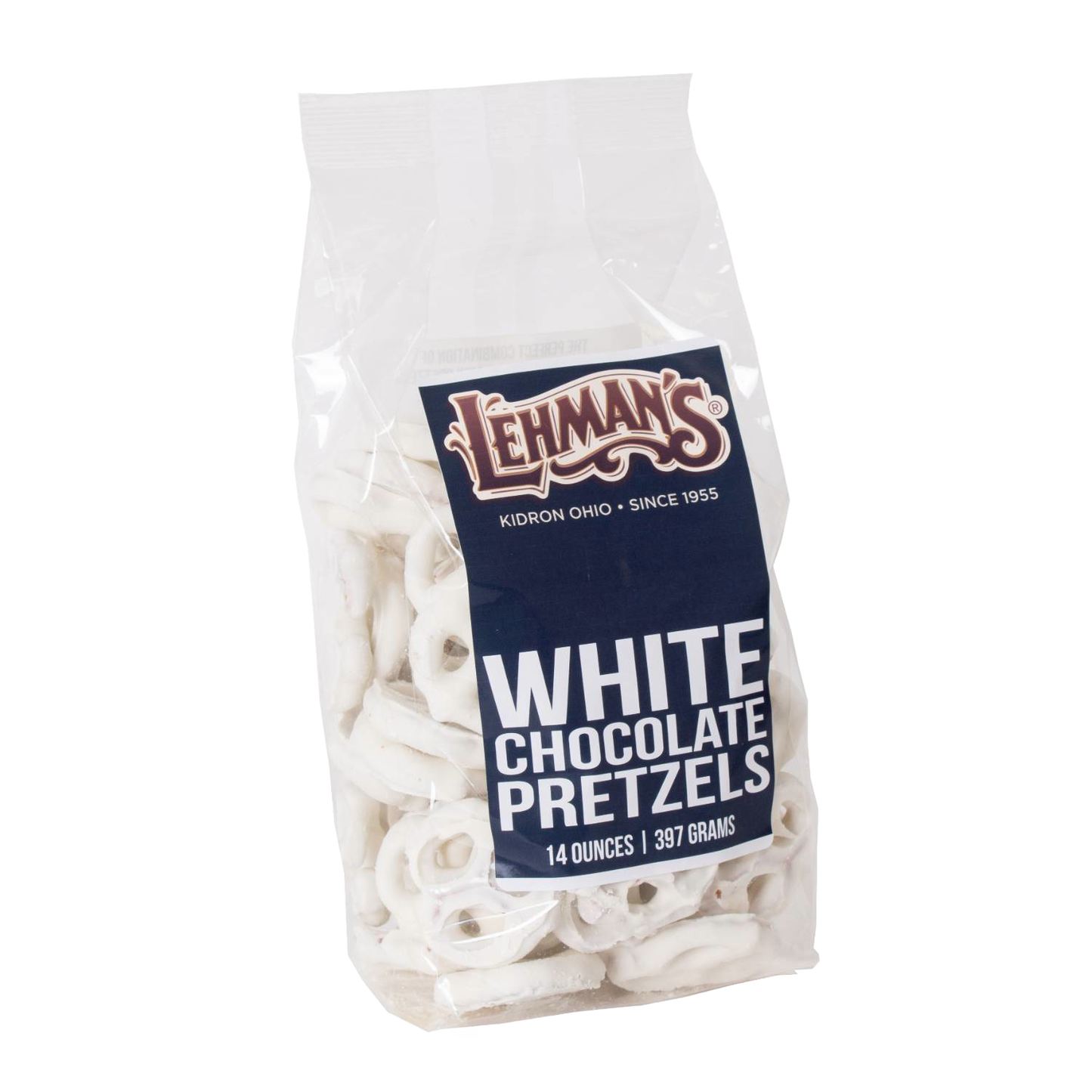 Clear bag of white chocolate coated pretzels from Chips & Snacks and Food & Beverage collections under $50