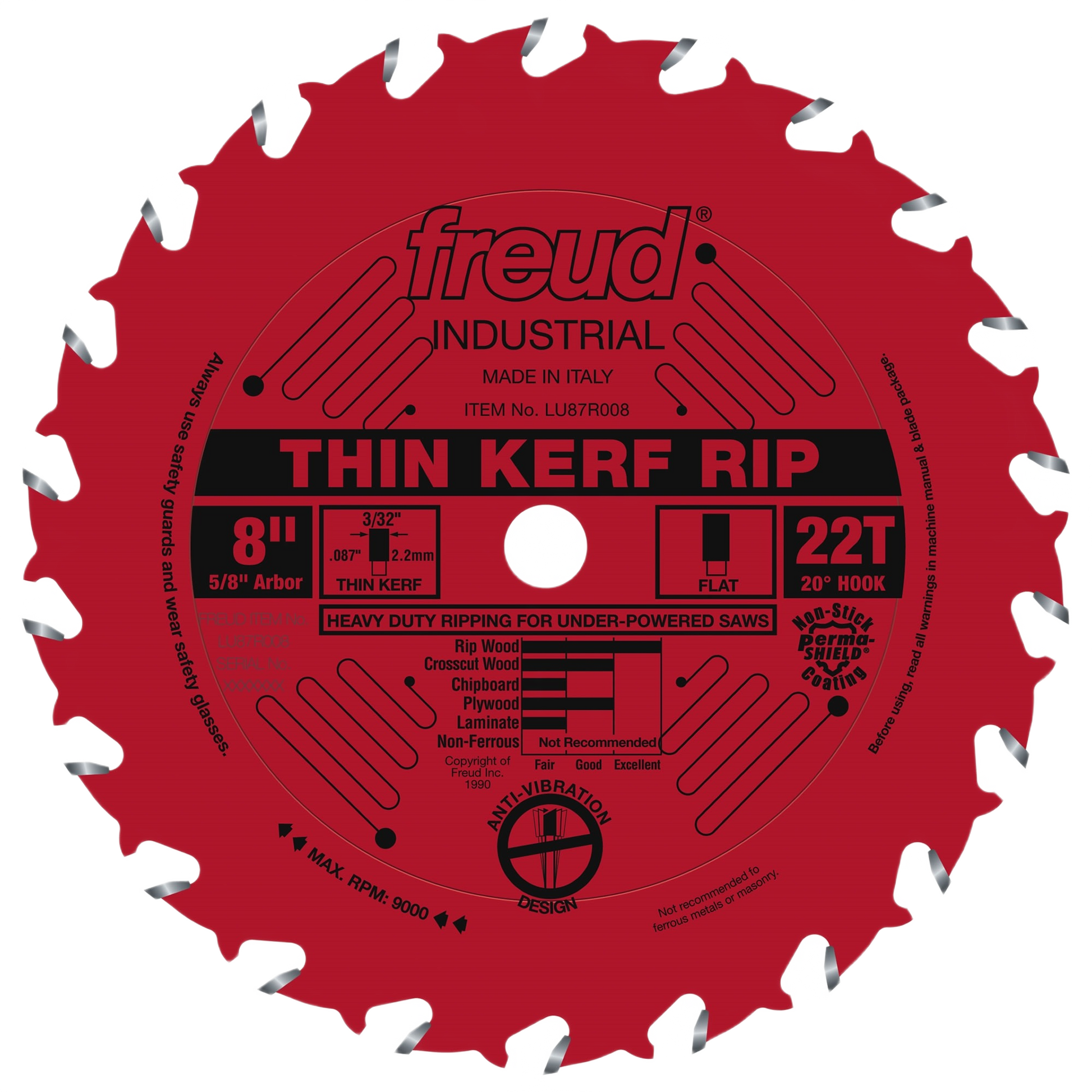 Red thin kerf saw blade with 22 teeth for woodworking and power tool accessories under $50
