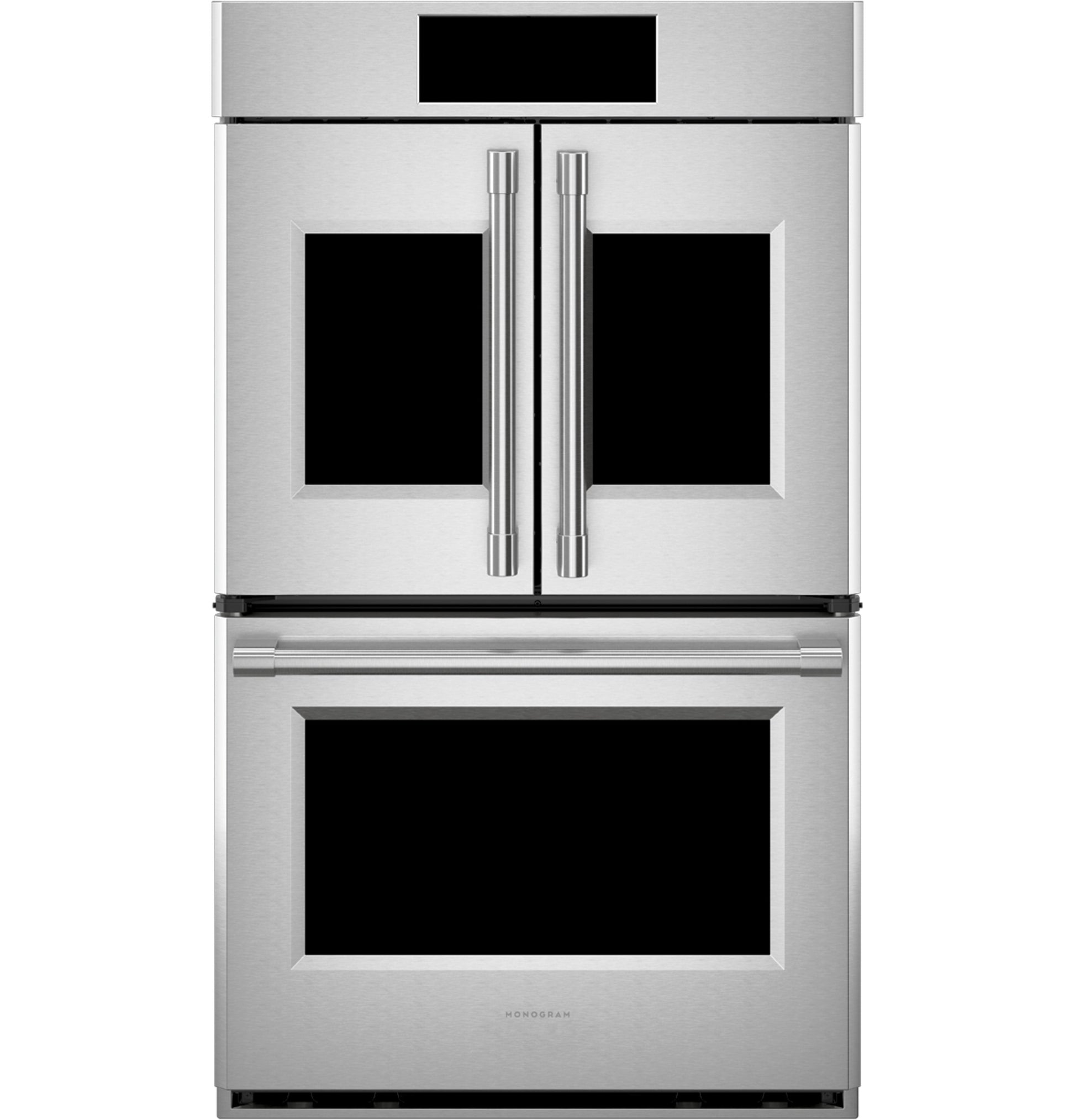 Stainless steel double wall oven with French doors and digital control panel from Double Wall Ovens collection