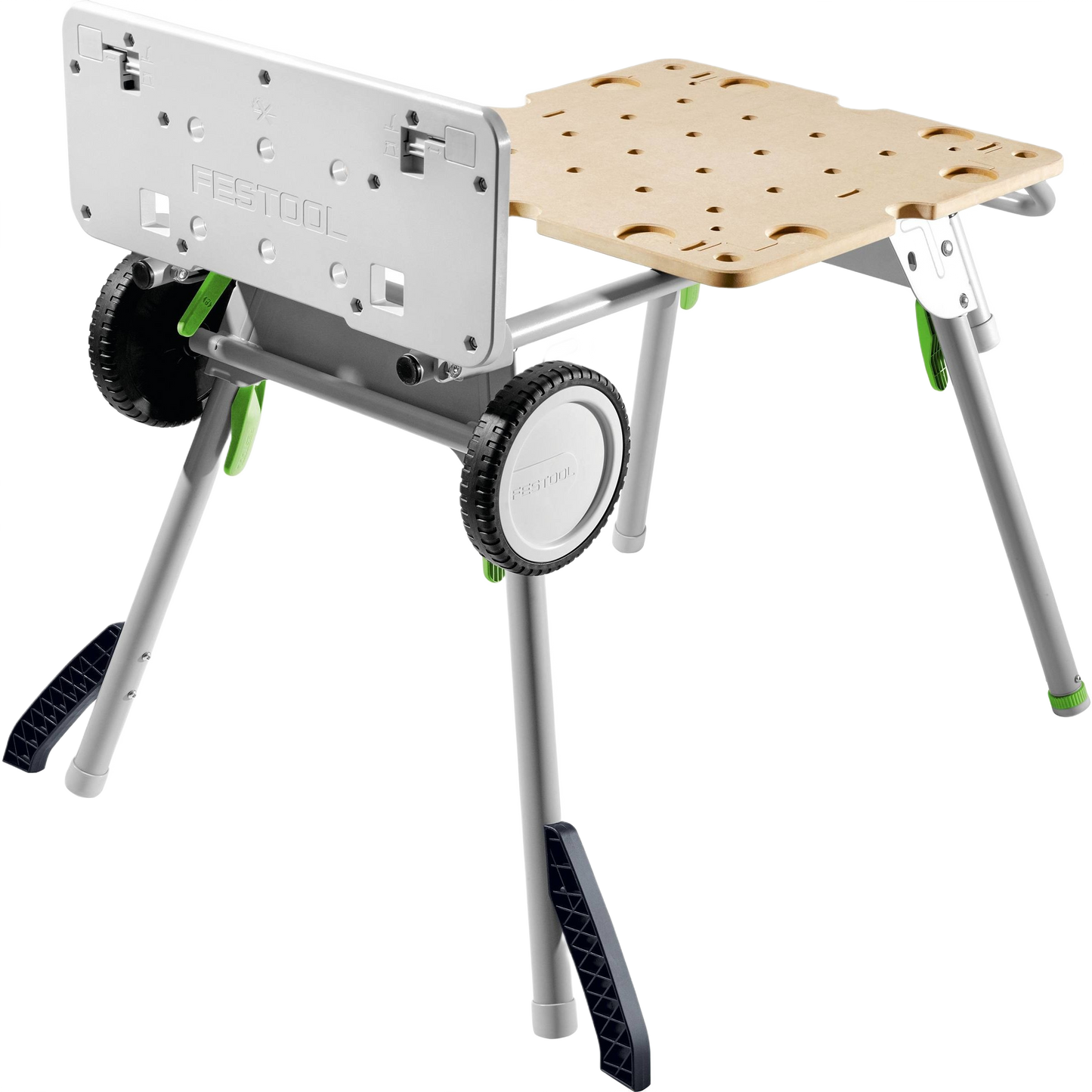 Compact mobile underframe with plywood work surface and sturdy legs for woodworking tools and saw stands collection