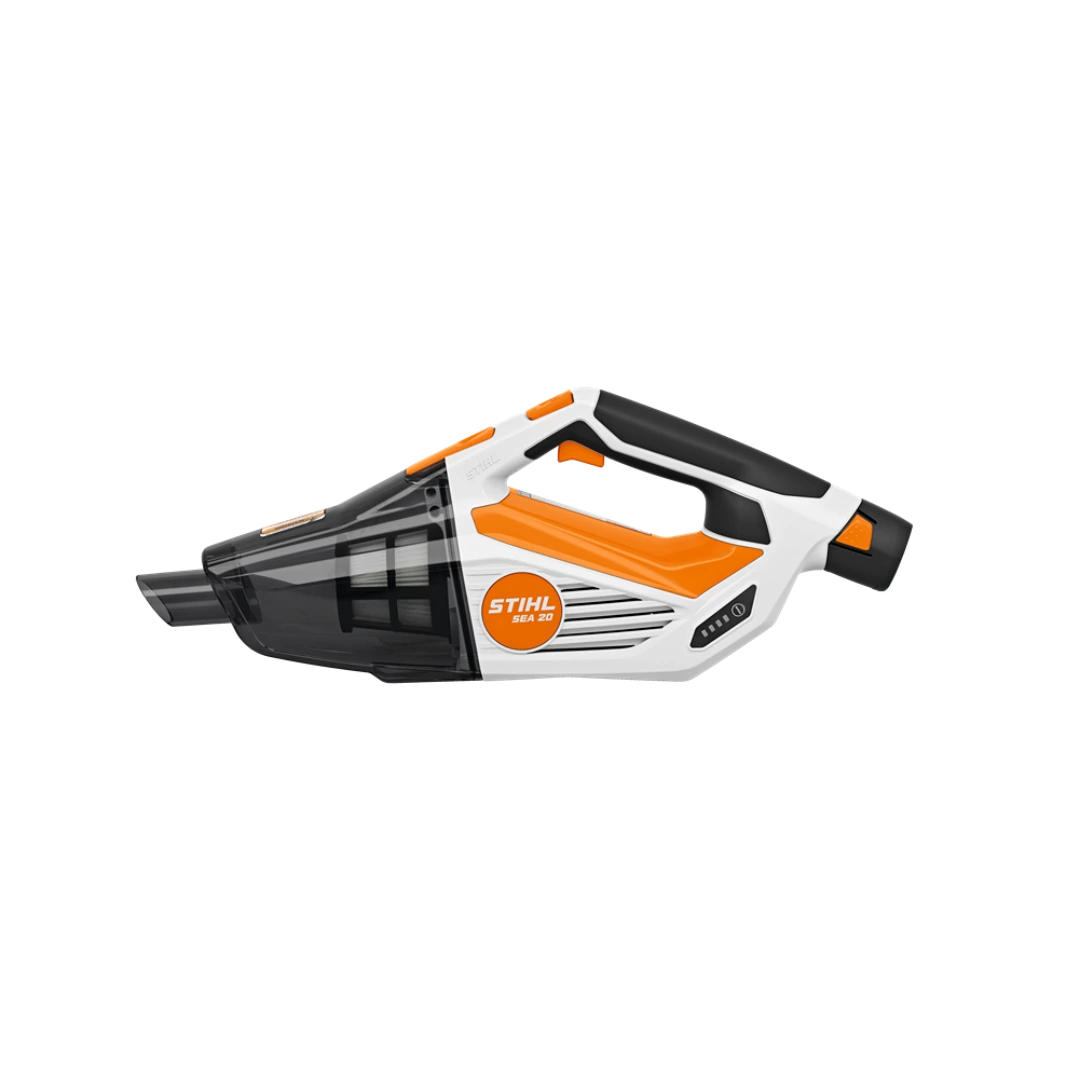 Compact handheld cordless vacuum cleaner with orange and white body for efficient home improvement cleaning tasks
