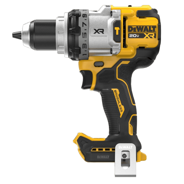 Yellow and black brushless cordless 3-speed hammer drill designed for advanced home improvement and tools applications
