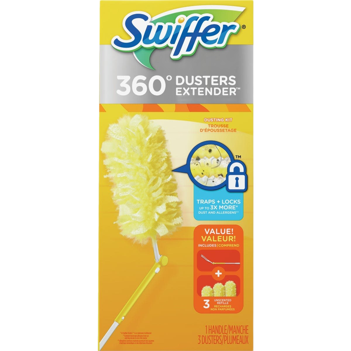 Yellow fiber duster with extendable handle for cleaning tools and dust removal in home improvement collections under $50