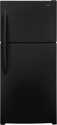 Matte black top freezer refrigerator with ergonomic handle, ideal for kitchen and appliance collections including Home Improvement.