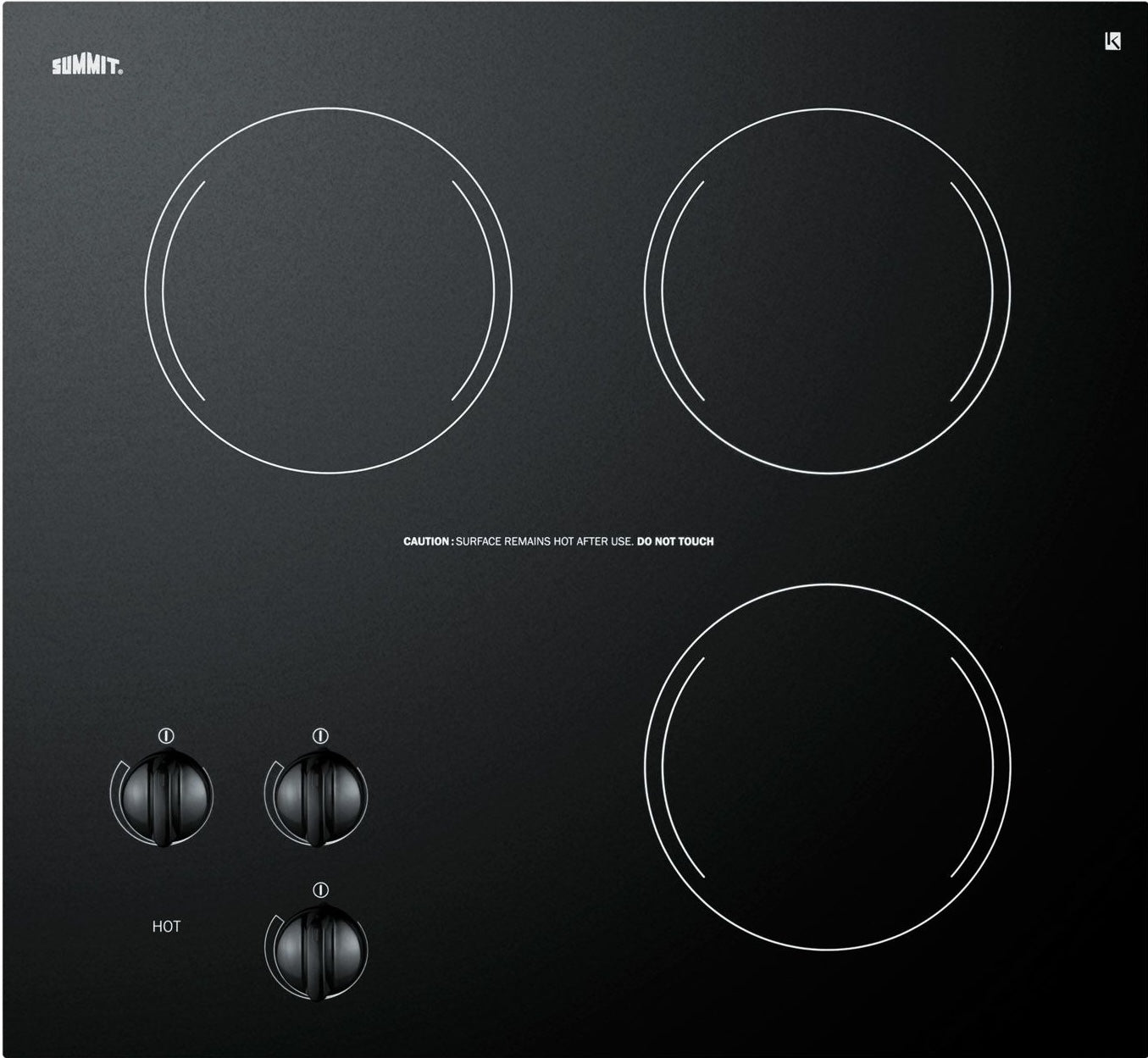 22" Wide 230V 3-Burner Radiant Cooktop