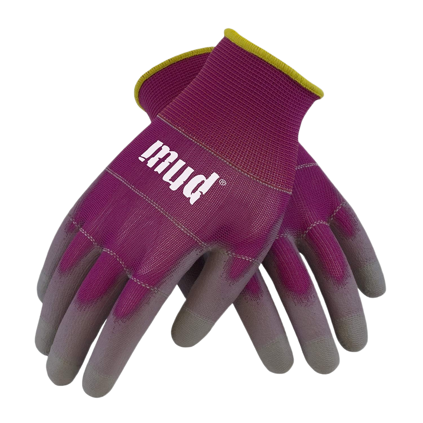 Pair of raspberry-colored work gloves with gray coated palms from Safety and Work Gloves collections under $50