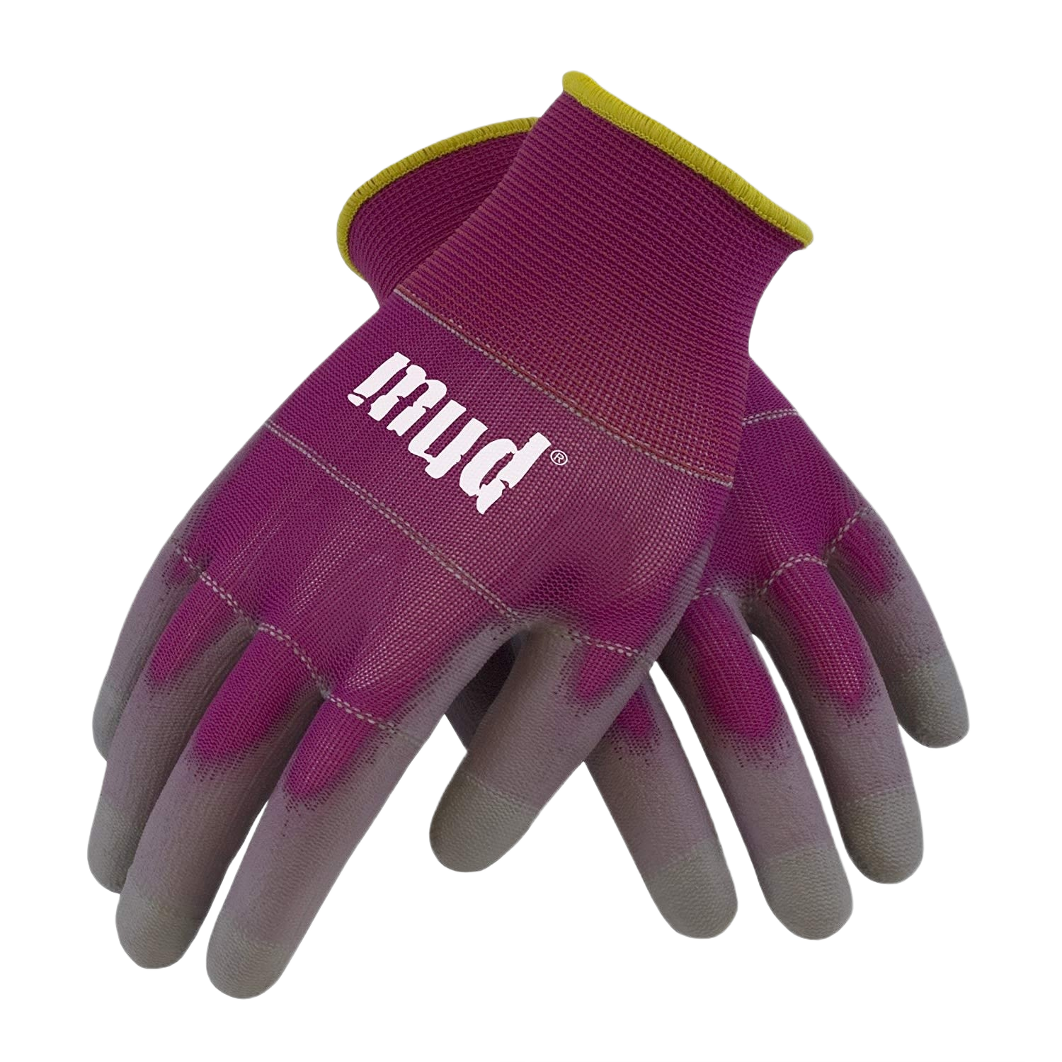 Pair of raspberry-colored work gloves with gray coated palms from Safety and Work Gloves collections under $50