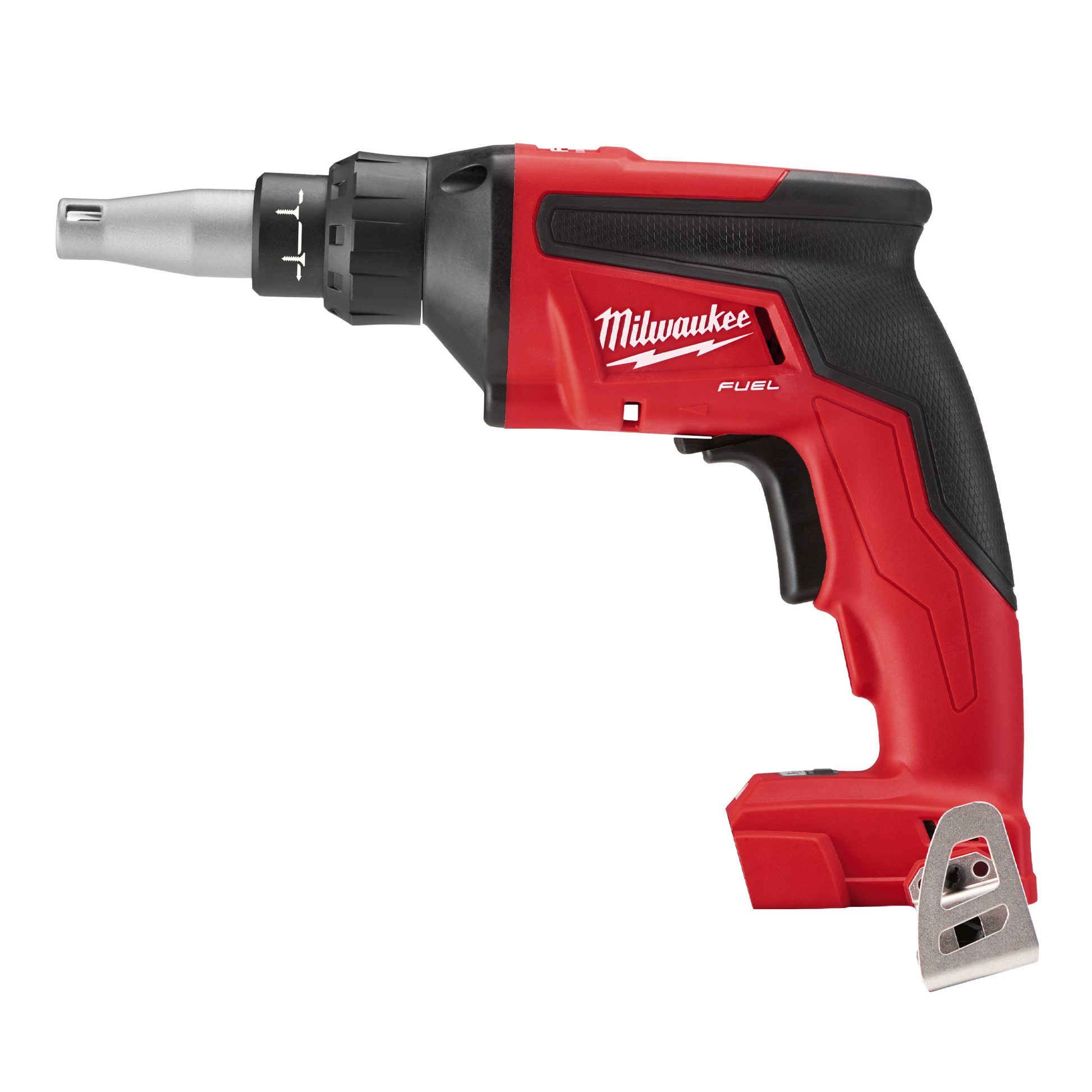 Cordless red and black drywall screw gun with ergonomic grip for tools and home improvement projects