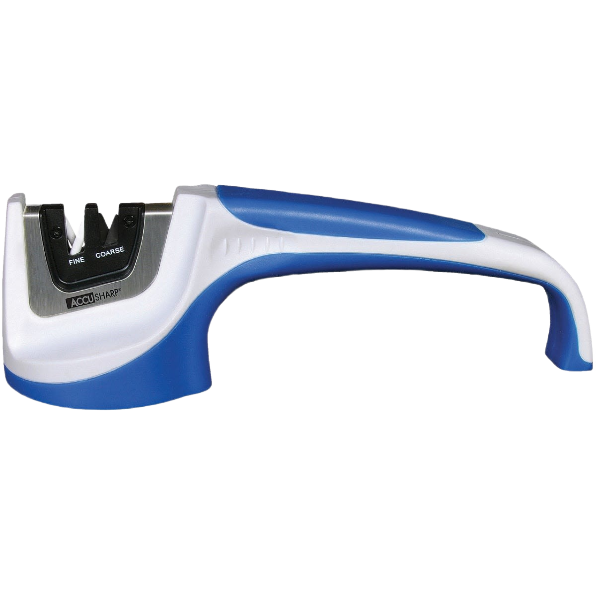 Blue and white pull-through knife sharpener with tungsten carbide and ceramic rods for woodworking tool accessories under $50