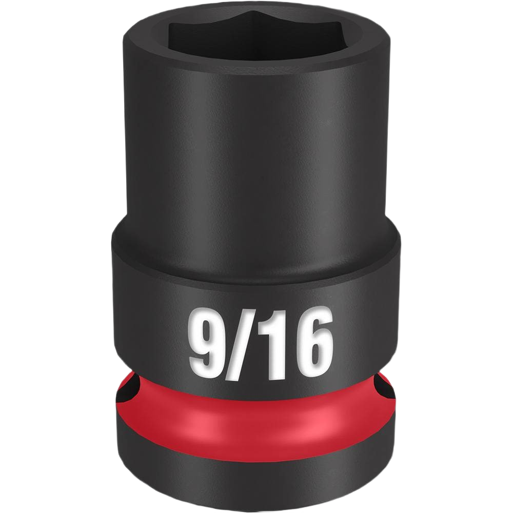 Black impact socket with a 9/16 size marking and red accent, suitable for hand tools and woodworking projects.