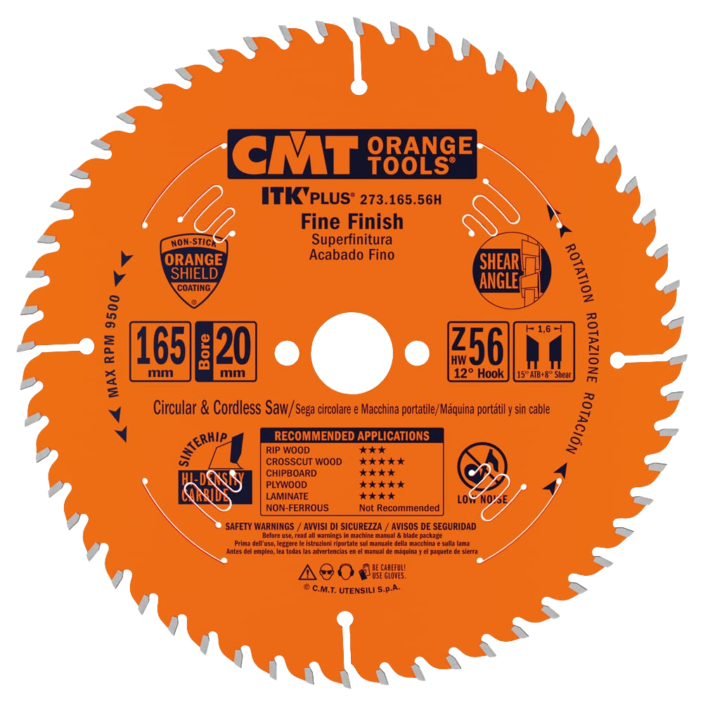 CMT Orange Tools 165x1.8/1.2x20mm 56T Ultra Finish Saw Blade