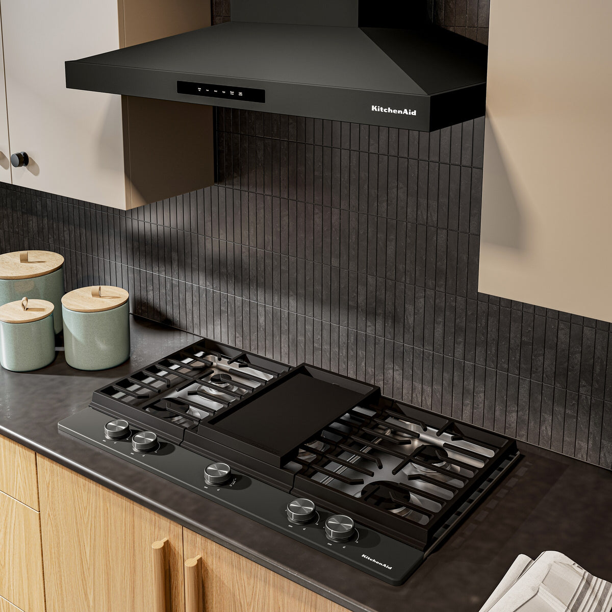KitchenAid® 36 in. Gas Cooktop with 5 Burners and Integrated Wok Grate