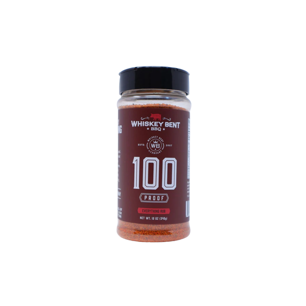 Bottle of Whiskey Bent BBQ 100 Proof gluten-free rub in grilling sauces and spices collection under $25