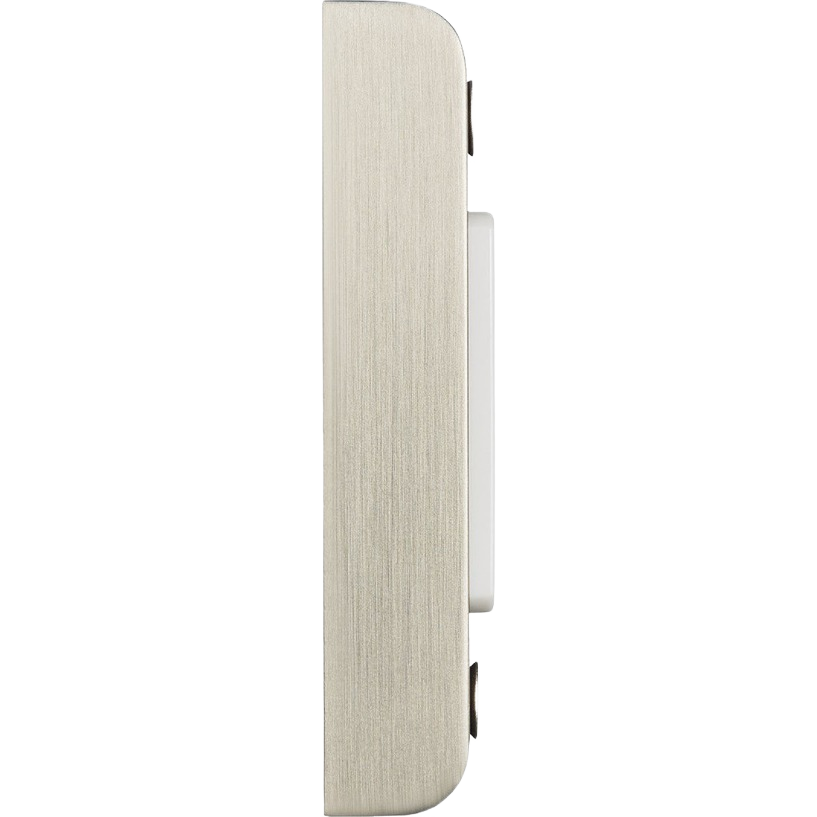 Side profile of satin nickel metal lighted doorbell button for electrical and home improvement collections under $50