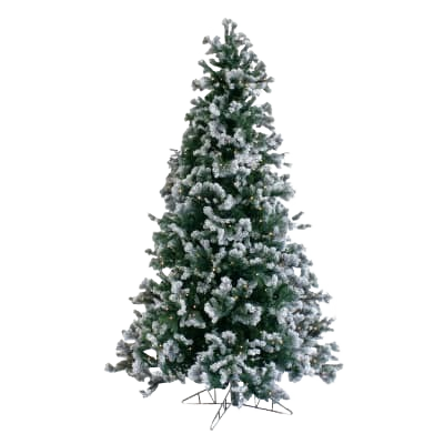 7.5-foot frosted silver artificial LED tree with realistic branches for seasonal home decoration