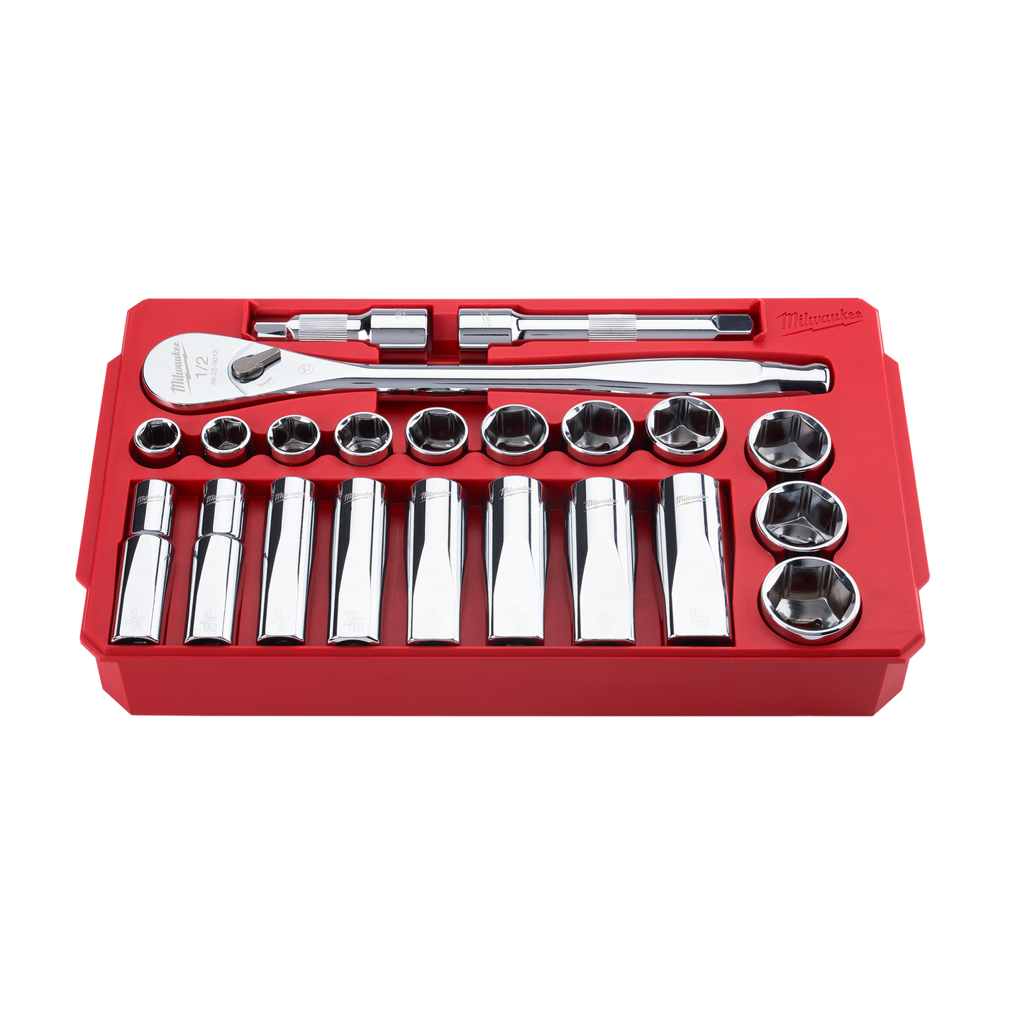 Milwaukee 22 pc 1/2" Drive SAE Ratchet and Socket Set with FOUR FLAT™ Sides