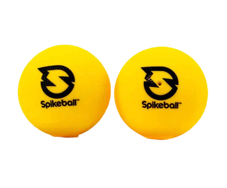 Two bright yellow balls with Spikeball logo for outdoor games in toys and games collection under $50