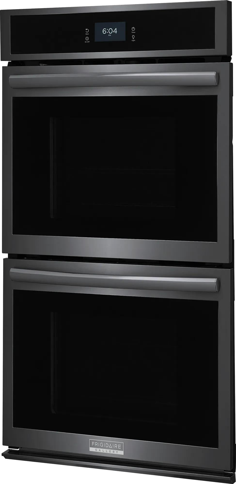 Modern black stainless steel double wall oven with digital display and sleek handles in Appliances and Kitchen & Kitchenware collections