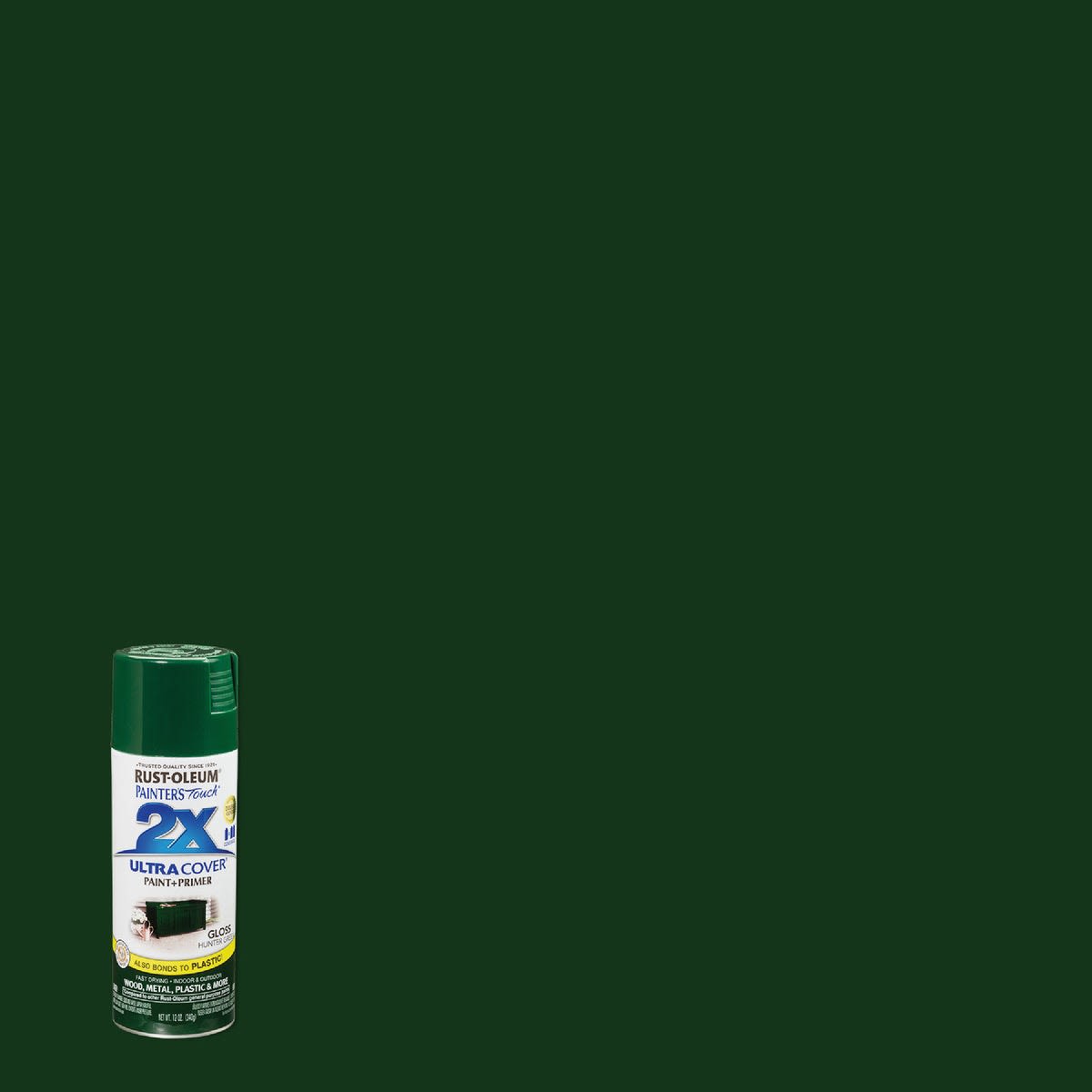 12 oz. can of hunter green gloss spray paint and primer for durable home improvement projects under $50