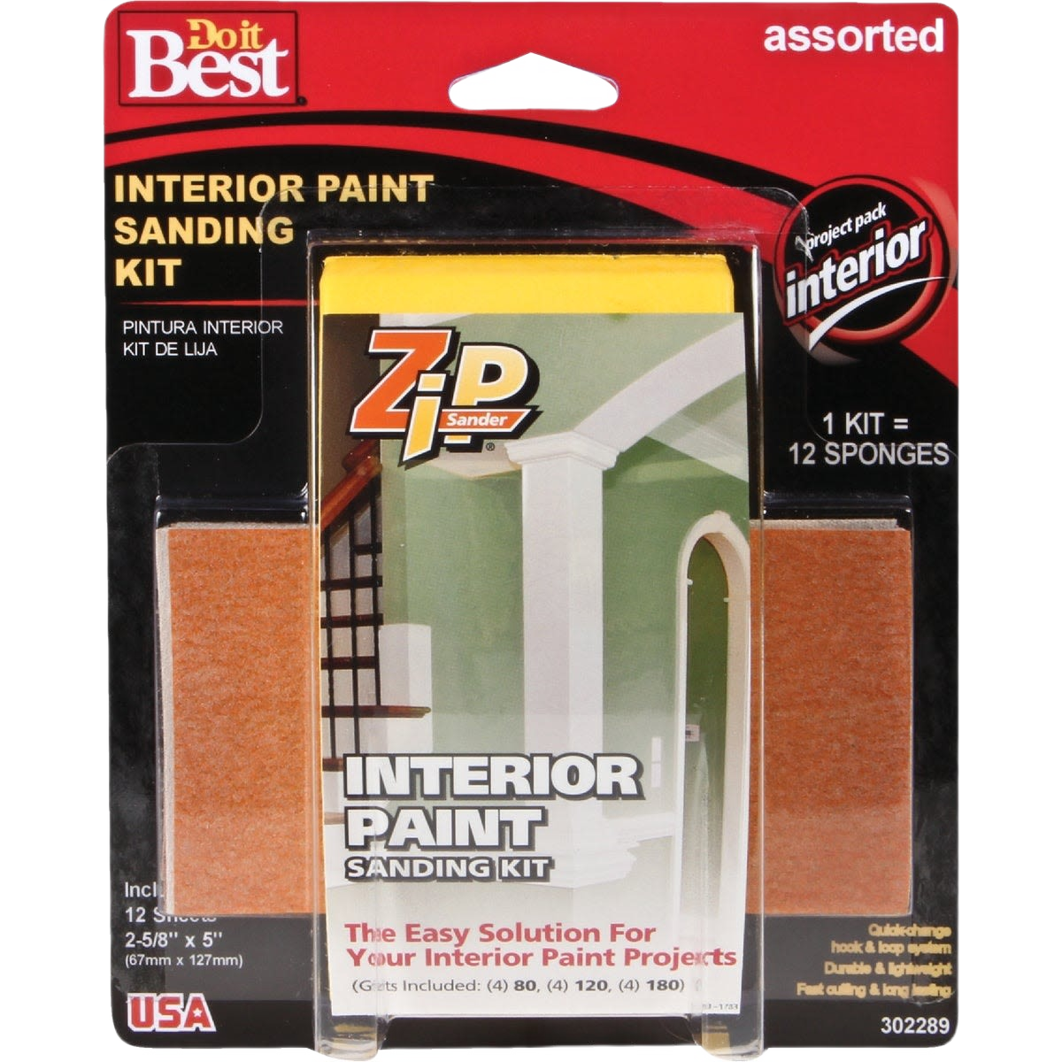 Do it Best interior paint sanding kit with assorted grit sanding sponges for home improvement and repair projects
