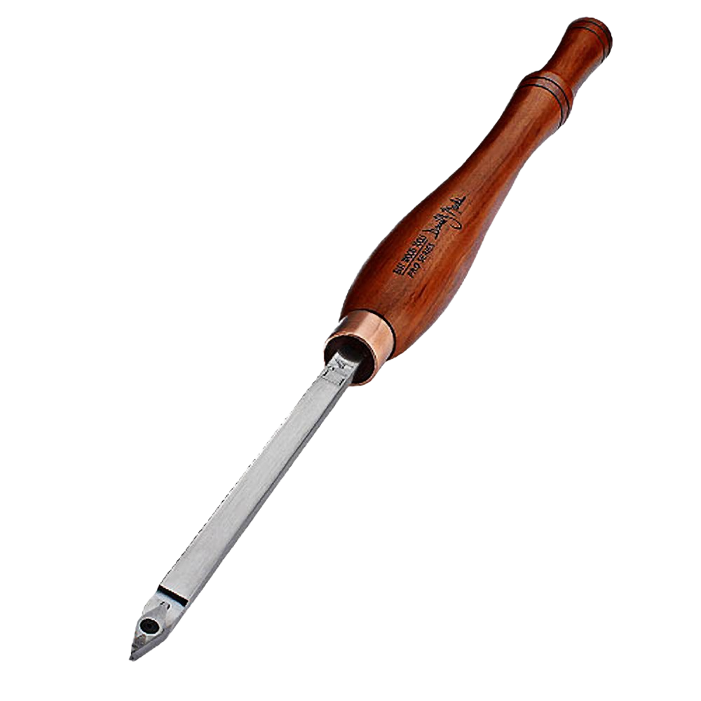 Woodturning detailer with long American Hickory handle designed for precise woodworking tools and home improvement projects