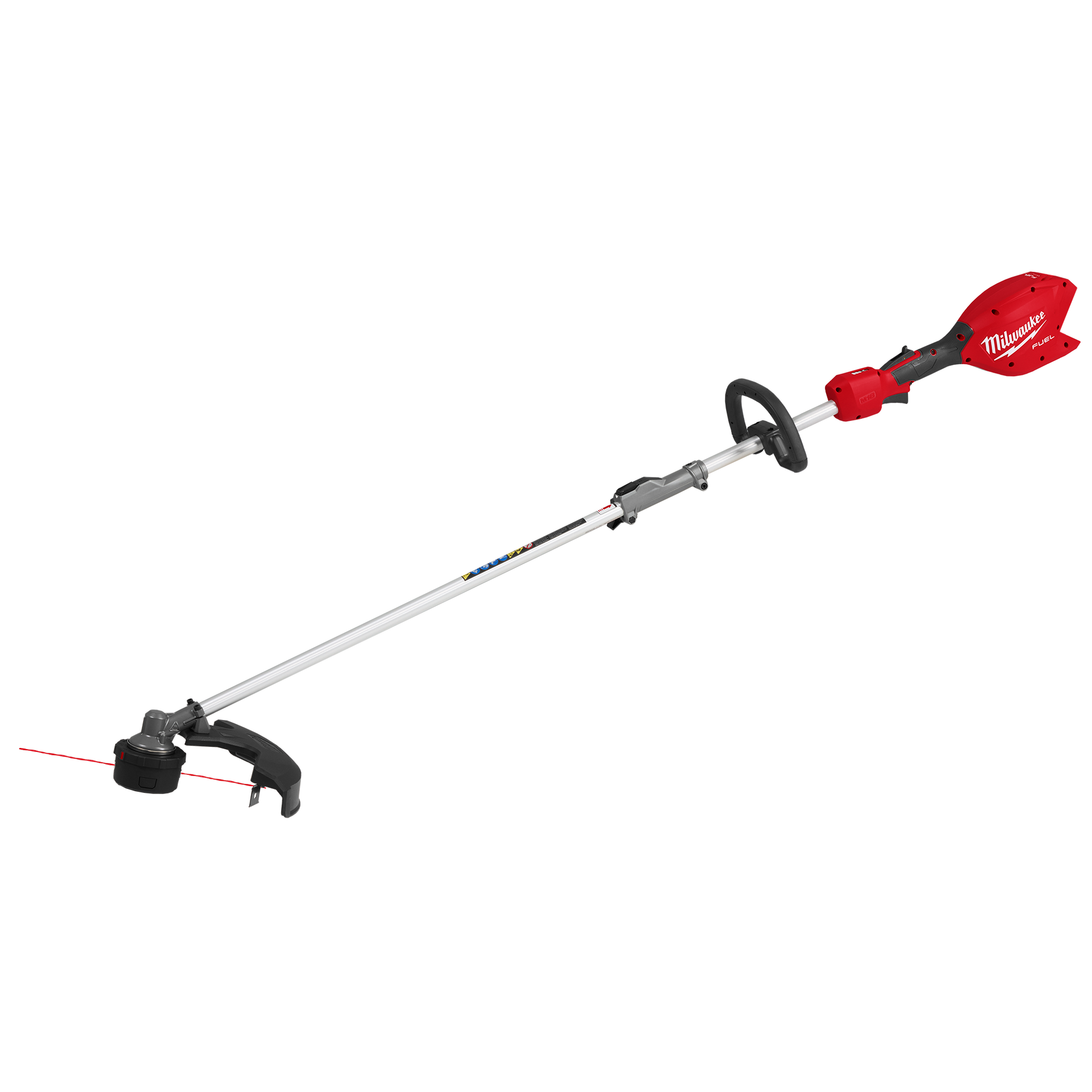 Cordless red and black string trimmer with adjustable handle for lawn care and home improvement tasks