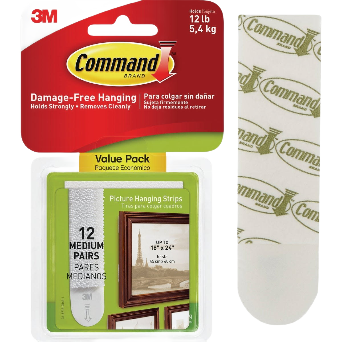 12-pack of medium interlocking picture hanging strips for wall decor and damage-free home improvement fasteners
