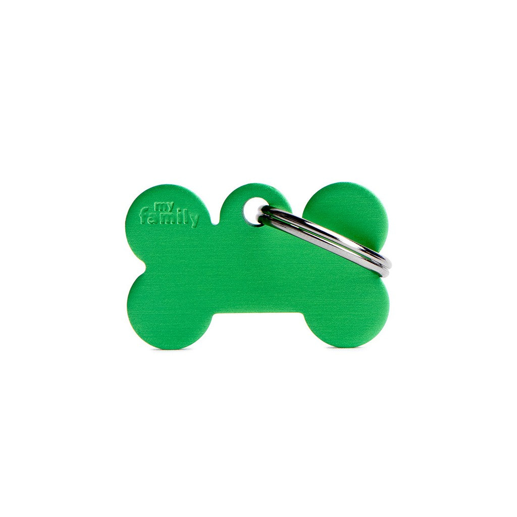 Basic Small Aluminum Green Bone Pet Tag