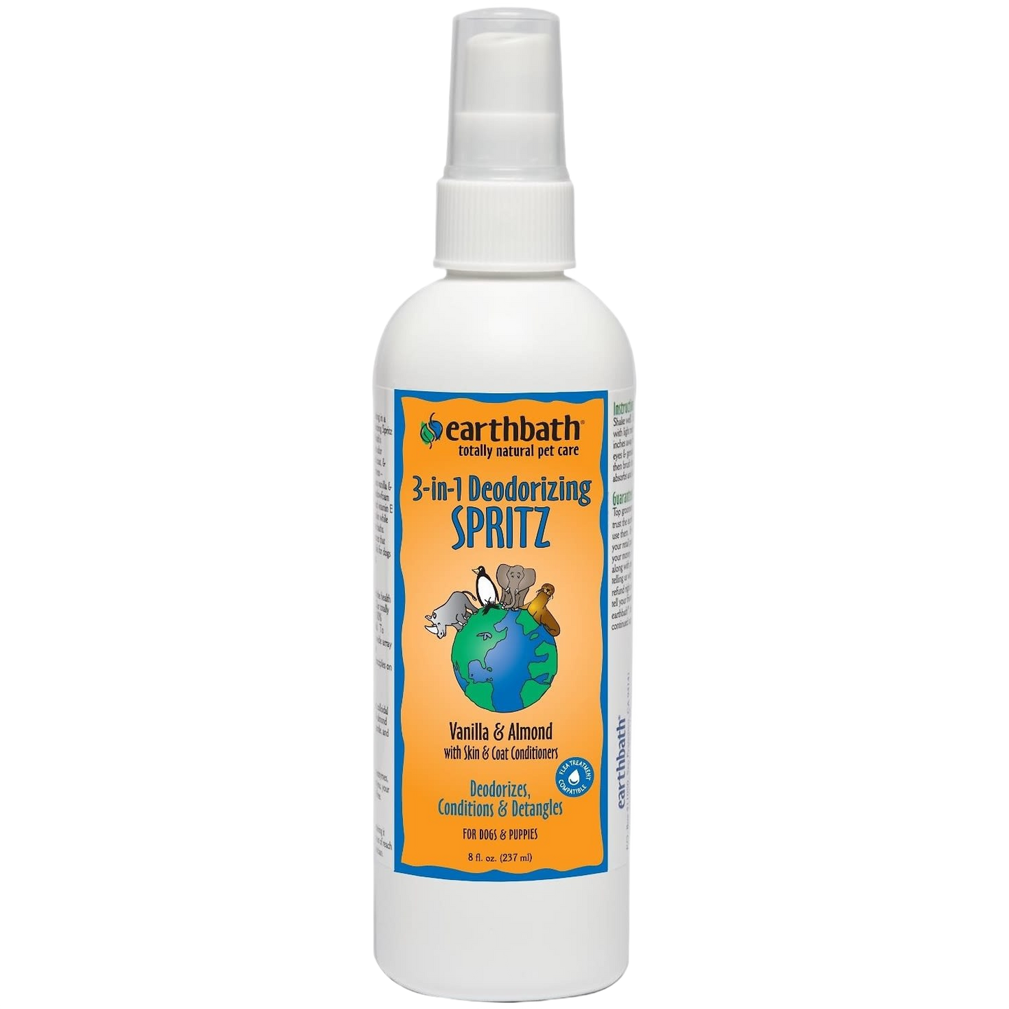 8 oz bottle of Earthbath Vanilla Almond 3-in-1 deodorizing spritz for dogs in Pet & Animal collection under $50