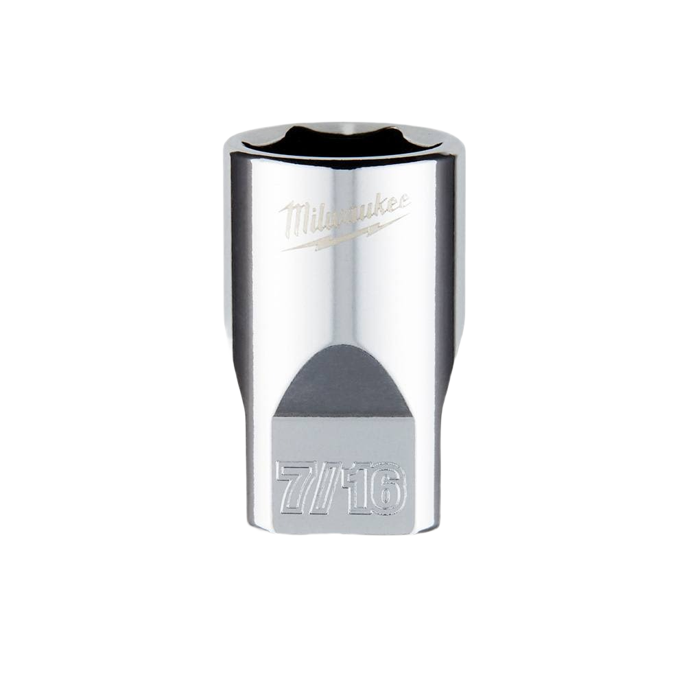 Chrome 7/16-inch 6-point socket with FOUR FLAT™ sides for hand tools and home improvement projects