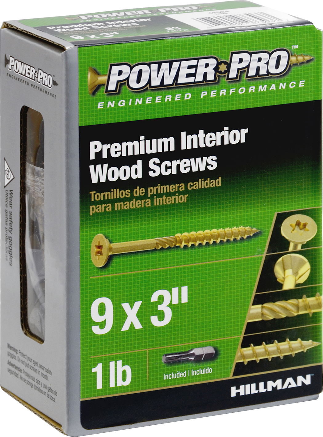 Power Pro Premium Interior Wood Screws (#9 x 3") - 1lb Box - 83 pc