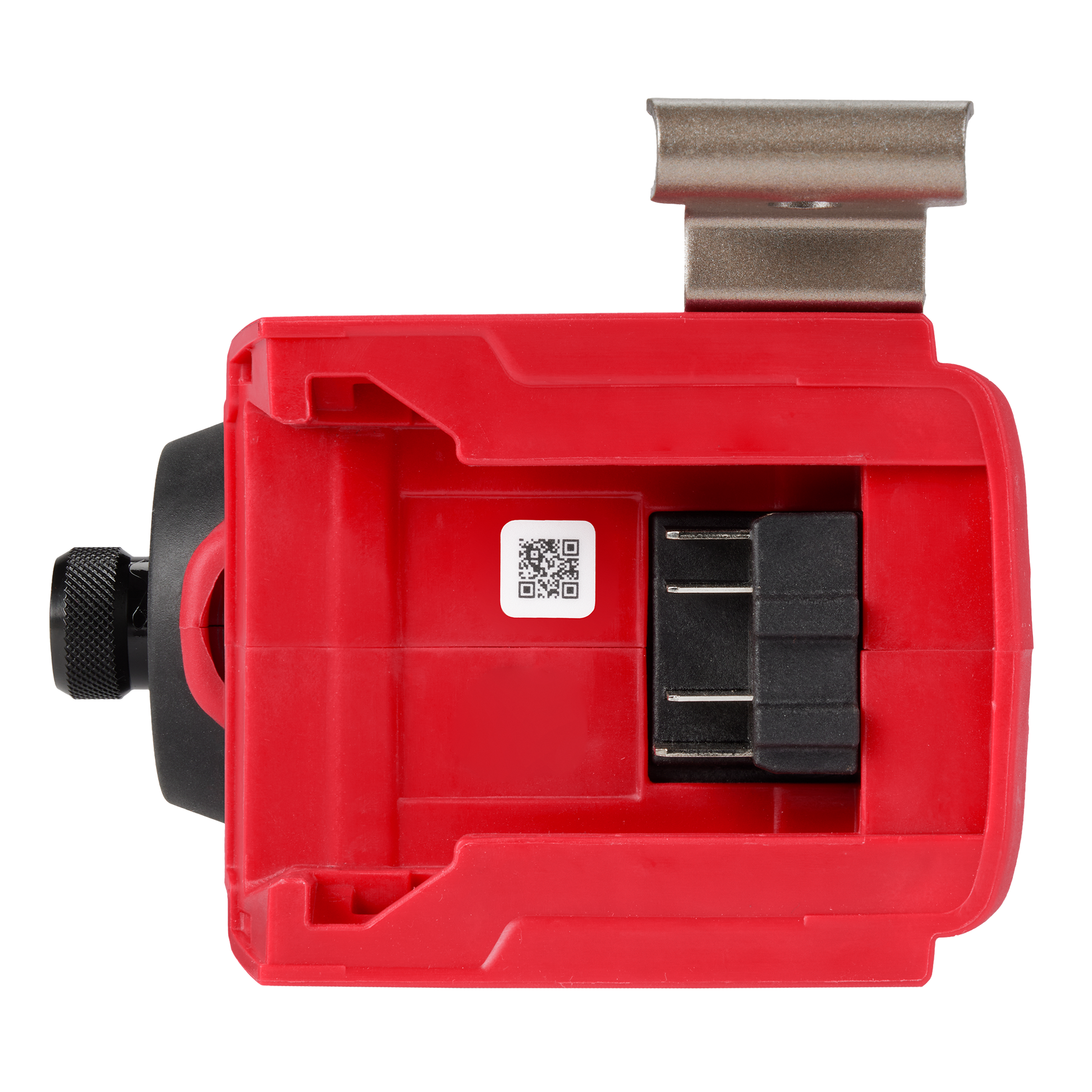 Red and black impact driver attachment with metal belt clip designed for tools and home improvement use