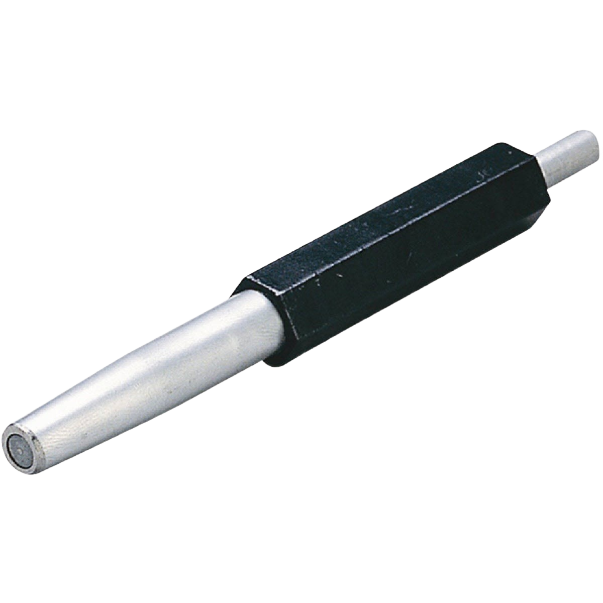 Metal nail punch with black hexagonal handle for precision tasks in tools and home improvement projects