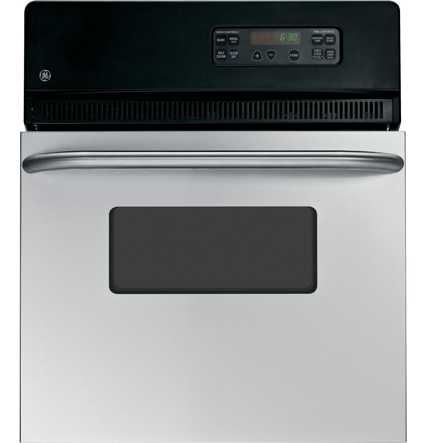 Stainless steel electric single wall oven with black control panel and digital display in Wall Ovens collection