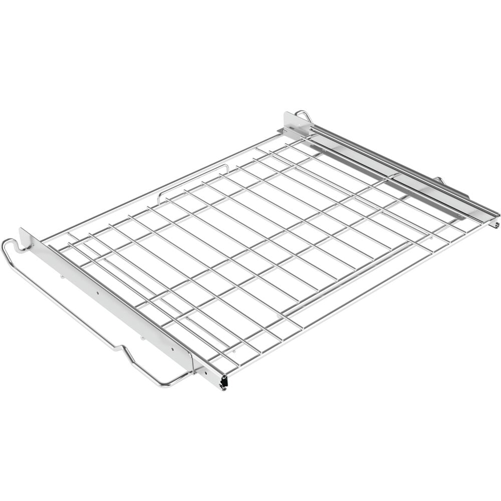 Adjustable stainless steel oven rack with multiple horizontal bars designed for single wall ovens in kitchen appliances collection