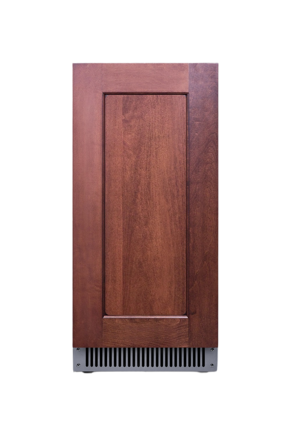 Built-in undercounter icemaker with a rich wood panel door and stainless steel vent, shown in Freezers & Ice Makers, Ice Makers, Kitchen & Kitchenware, Appliances at Hartville Hardware.