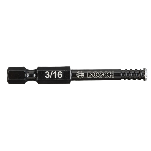 Black 3/16 inch drill bit with Bosch branding for precision drilling in power tools and home improvement projects