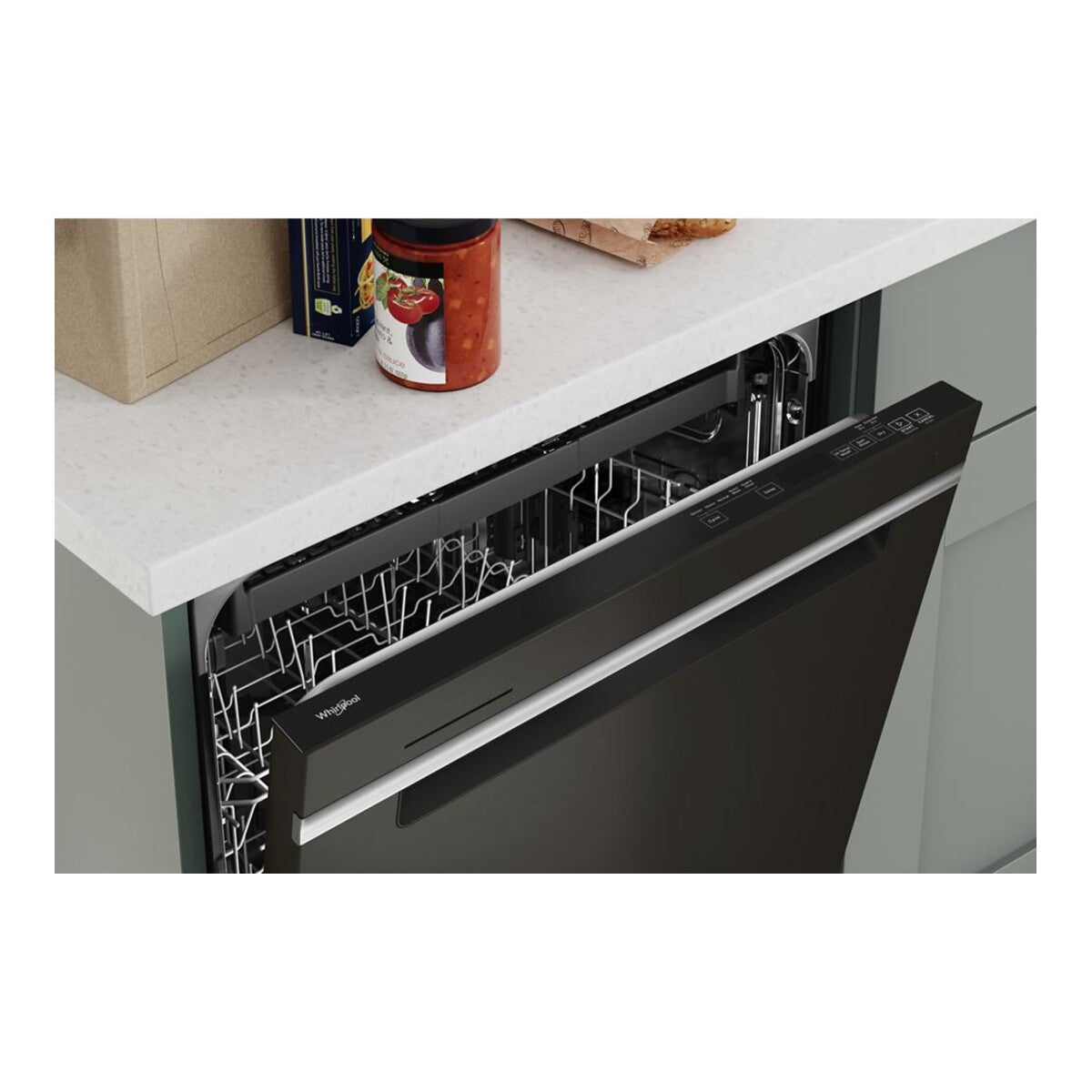 Eco Series Quiet Dishwasher with a washing 3rd Rack & Water Repellent Silverware Basket