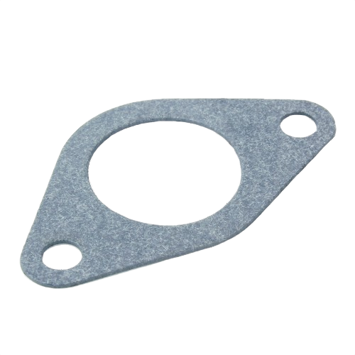 Gray gasket with two bolt holes and a central circular opening for manifold sealing in home improvement tasks