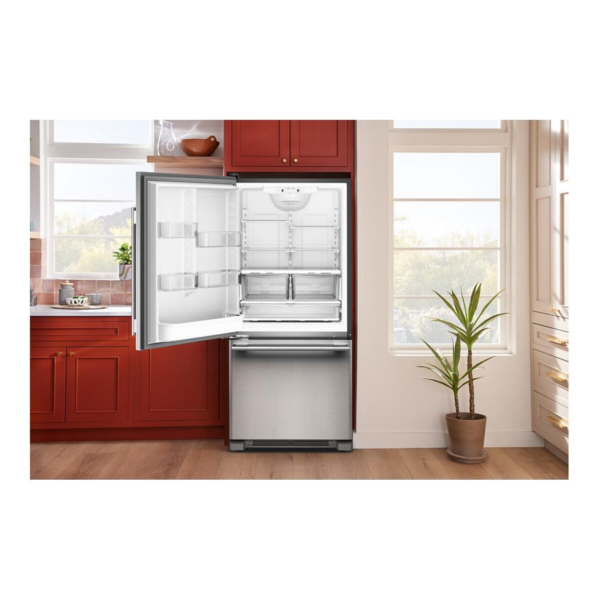 19 Cu. Ft. 30-Inch Bottom Mount Refrigerator with Left Door Swing in PrintShield® Stainless Steel