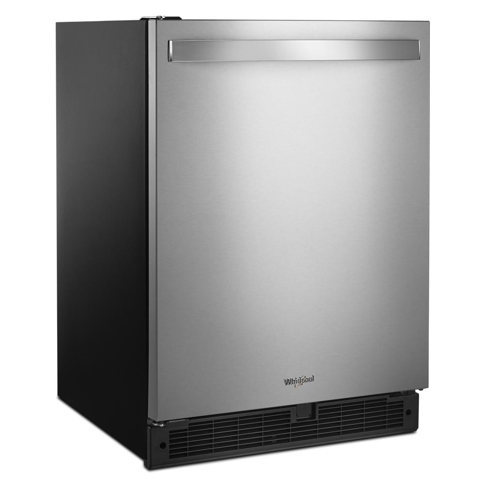 24-inch wide stainless steel undercounter refrigerator with fingerprint-resistant finish in kitchen appliances collection